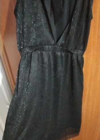 Siyah Drapeli Straplez Midi Abiye Elbise - Görsel 4