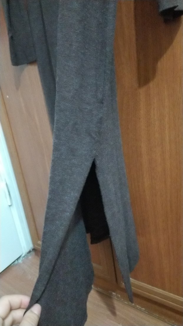 Gri Uzun Kollu Yüksek Yakalı Kadın Elbise - Görsel 3