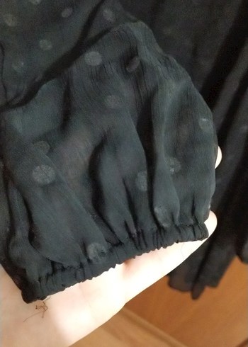 Puantiye Desenli Siyah Hamile Midi Elbise - Görsel 3