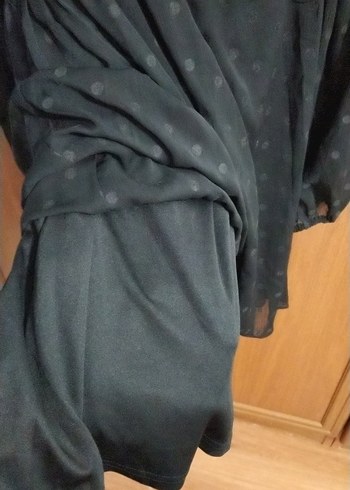 Puantiye Desenli Siyah Hamile Midi Elbise - Görsel 4