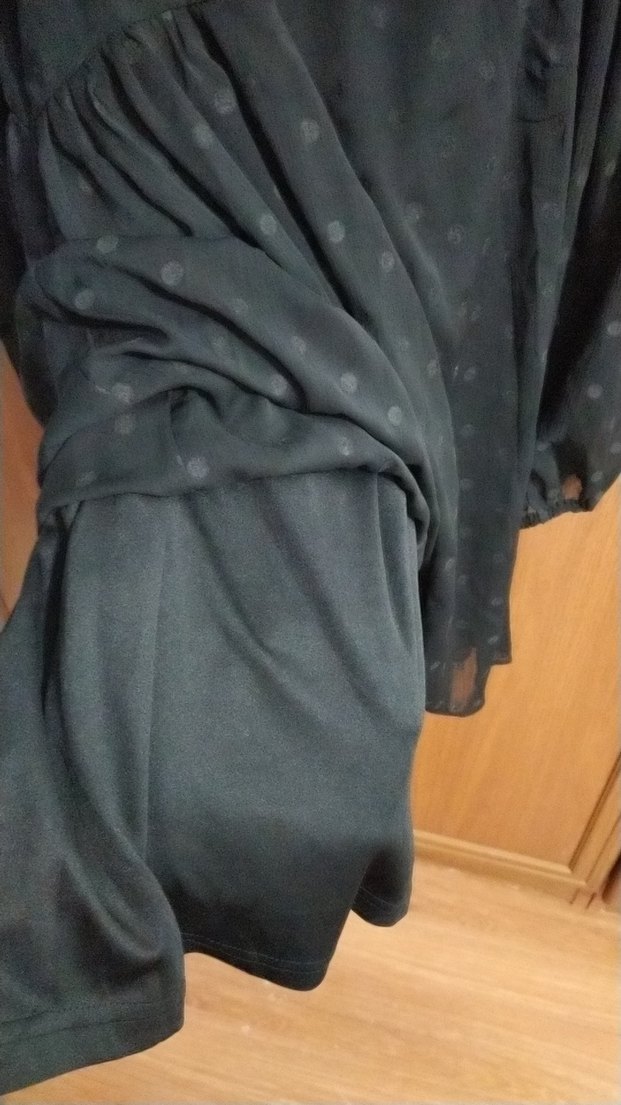 Puantiye Desenli Siyah Hamile Midi Elbise - Görsel 4