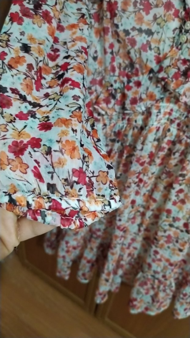 V Yaka Fırfırlı Bohem Mini Elbise - Görsel 4