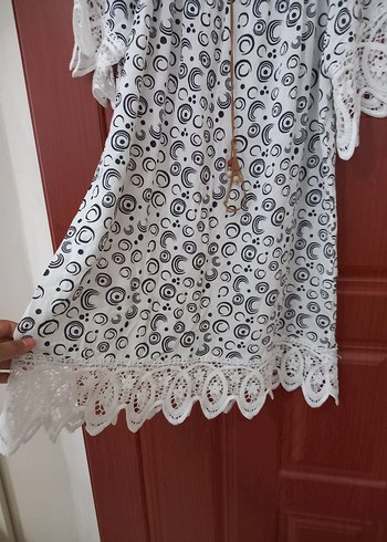 Marks & Spencer Organik Kumaş Güpürlü Madonna Tunik Bluz
