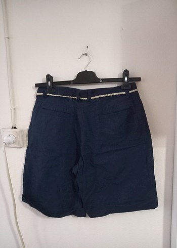 Keten Yüksek Bel Şort - Görsel 4