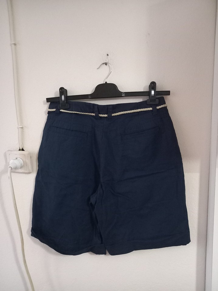 Keten Yüksek Bel Şort - Görsel 4