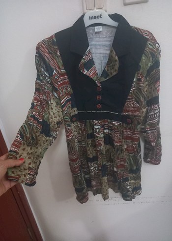 Desenli Salaş Bohem Uzun Hamile Gömleği - Görsel 5