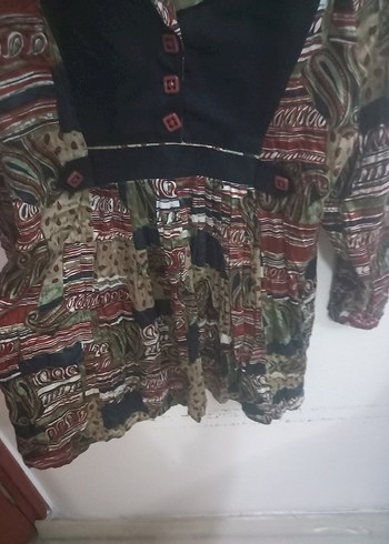 Desenli Salaş Bohem Uzun Hamile Gömleği - Görsel 4