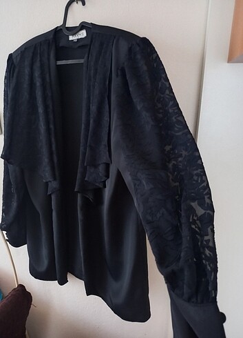 44 Beden siyah Renk Vintage Dantelli Şık Kimono