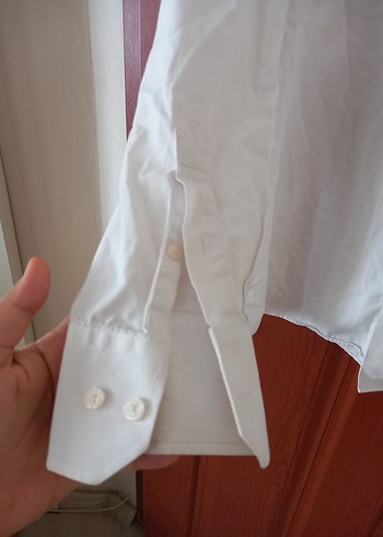 m Beden beyaz Renk Kiğilı Slimfit Gömlek