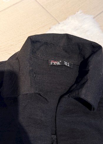 Düğmeli Siyah Keten Kadın Tulum - Görsel 3