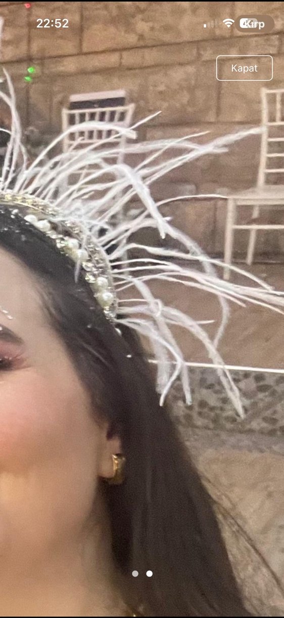 Beyaz Kürklü Avant-Garde Kadın Saç Aksesuarı - Görsel 2