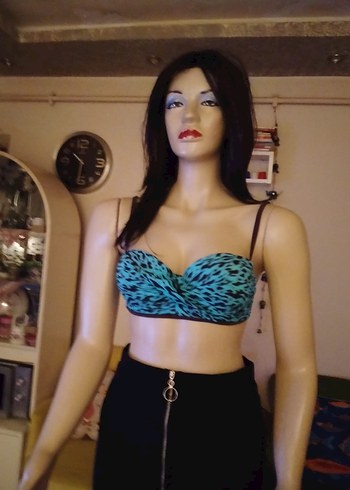 Diğer Turkuaz Bağlamalı Drapeli Bikini Üstü