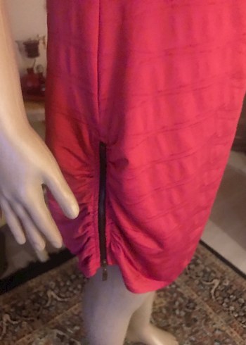 l Beden pembe Renk Pembe açılır fermuar Kısa Kollu Midi Elbise