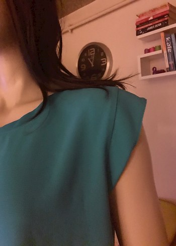 l Beden yeşil Renk Mango Zümrüt yeşil bluz, Rahat Kesim