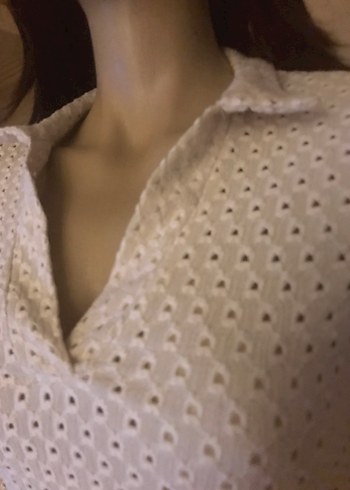 xs Beden ten rengi Renk H&M Bej V Yaka Dantel Detaylı Kadın Bluz