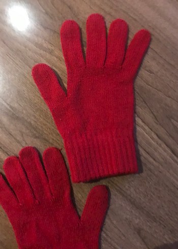 Kırmızı Kadın Örme Eldiven - Görsel 2