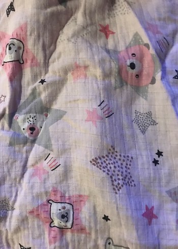 BabyCo Pembe Nakışlı Çocuk Müslin kapüşonlu bornozu - Görsel 3