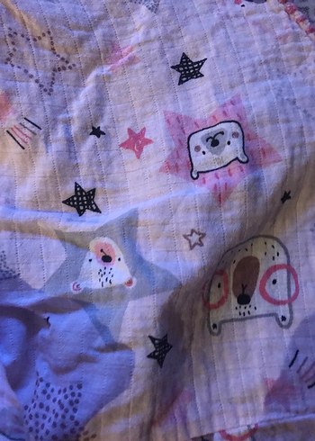 BabyCo Pembe Nakışlı Çocuk Müslin kapüşonlu bornozu - Görsel 6