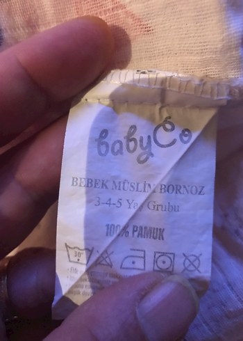 BabyCo Pembe Nakışlı Çocuk Müslin kapüşonlu bornozu - Görsel 8