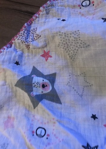 BabyCo Pembe Nakışlı Çocuk Müslin kapüşonlu bornozu - Görsel 5