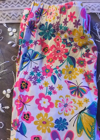 Çiçek Desenli penye Bohem Kız Taytı Çiçek Detaylı - Görsel 2