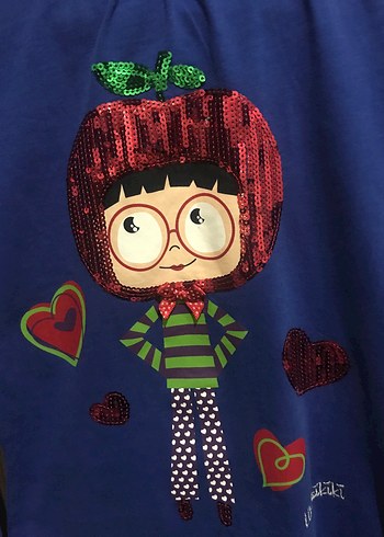 Lcw Kız Çocuk Mavi Uzun Kollu Baskılı Tişört - Görsel 2