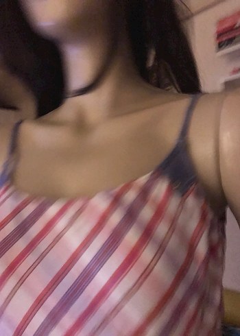 Kadın Gri Kareli ve denim İnce Askılı Mayo - Görsel 3