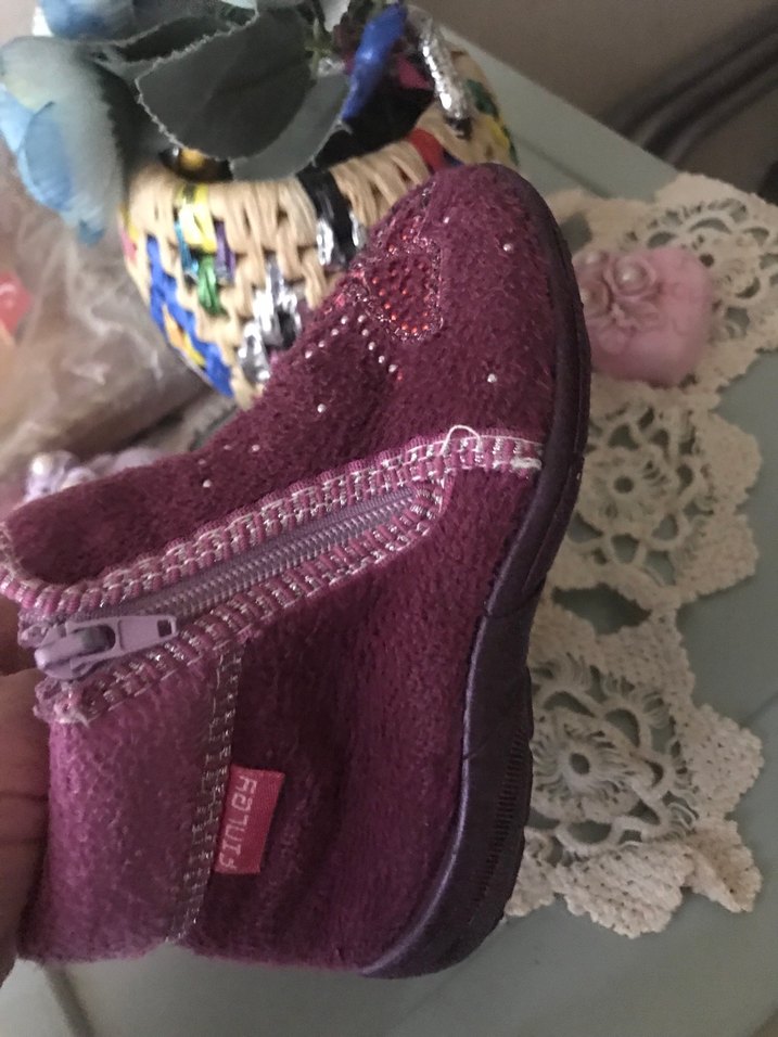 Mor Nakışlı Kız Çocuk Ev Terliği - Görsel 4