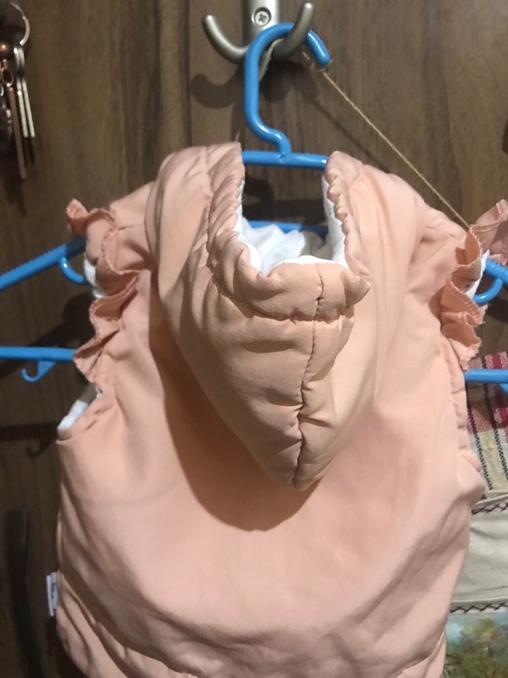 Kız Çocuk Pudra kapüşonlu  Fermuarlı Yelek - Görsel 3