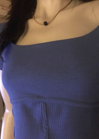 Addax Kadın Mavi Kısa Kollu Crop Top - Görsel 3