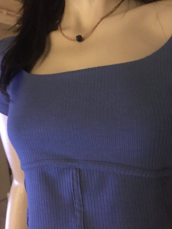 Addax Kadın Mavi Kısa Kollu Crop Top - Görsel 3