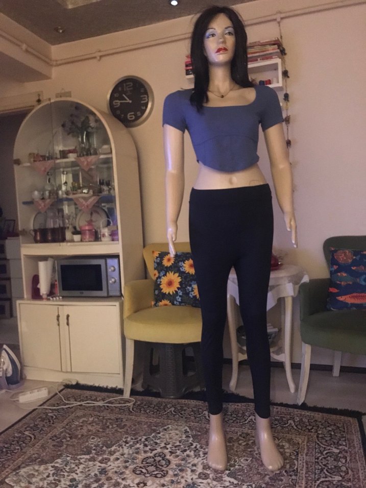 Addax Kadın Mavi Kısa Kollu Crop Top - Görsel 2