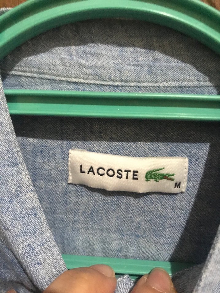 Lacoste Mavi Keten Erkek Gömlek - Görsel 3