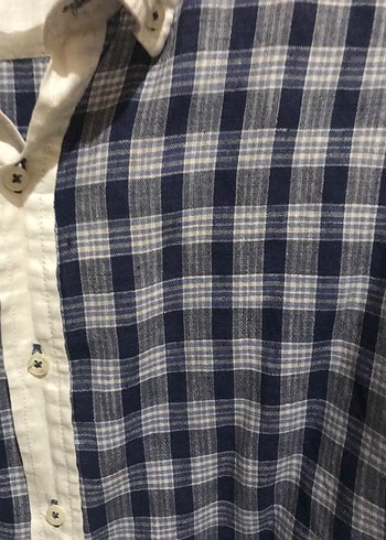 DS casual Ekoseli Beyaz Gömlek - Görsel 3