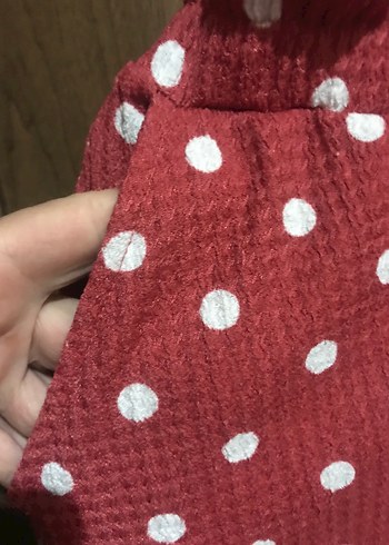 Kiabi Kırmızı Puantiyeli Fırfırlı Bohem Mini Şort - Görsel 2