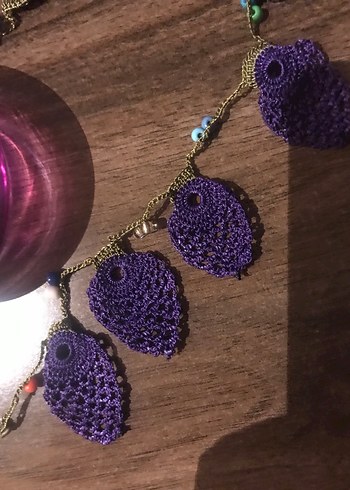 Mor yaprak  Boncuklu Gözlük aksesuarı - Görsel 2