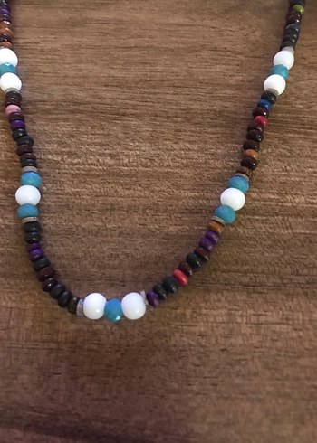 Uzun Renkli Boncuklu Bohem Kolye - Görsel 2