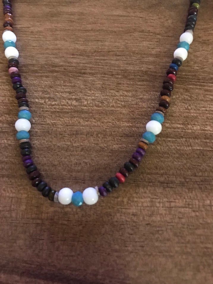 Uzun Renkli Boncuklu Bohem Kolye - Görsel 2