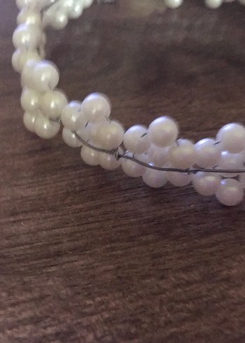 Beyaz Boncuklu Bohem Saç Aksesuarı - Görsel 2