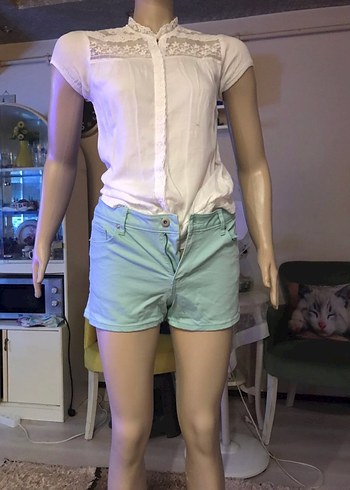 Koton Düğmeli Pastel Mini Şort