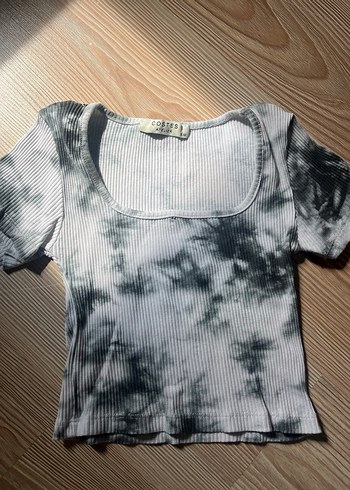 Gri Tie-Dye Kısa Crop Top