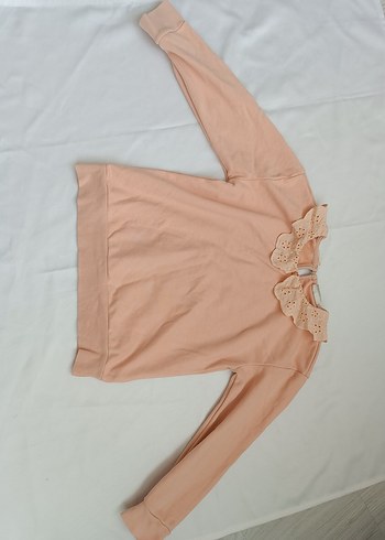 Kız Çocuk açık turuncu Dantelli Sweatshirt - Görsel 3