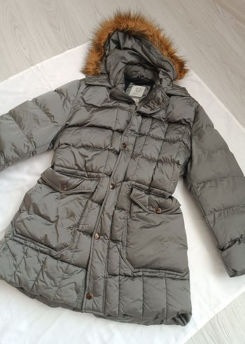 Gri Kadın Kürklü Kış Montu - Görsel 2