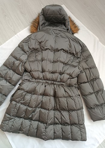 Gri Kadın Kürklü Kış Montu - Görsel 4