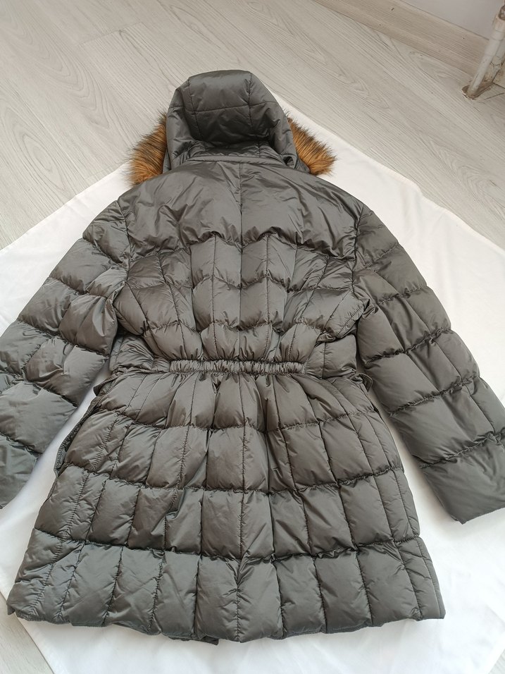 Gri Kadın Kürklü Kış Montu - Görsel 3