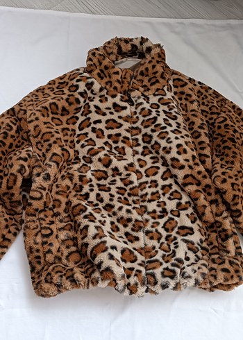 Leopar Desenli Kadın Suni Kürk Ceket - Görsel 3