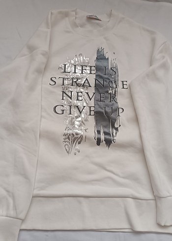 Beyaz Payetli Kadın Sweatshirt - Görsel 3