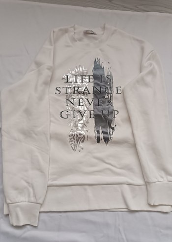 Beyaz Payetli Kadın Sweatshirt - Görsel 2