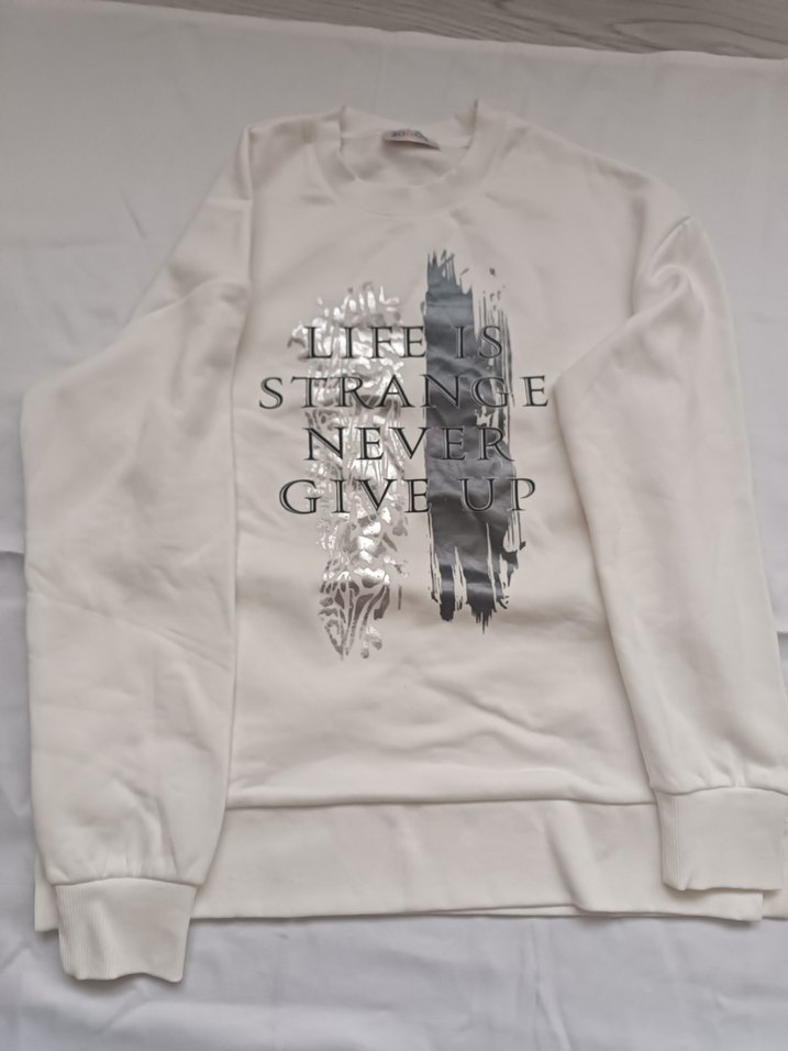 Beyaz Payetli Kadın Sweatshirt - Görsel 2