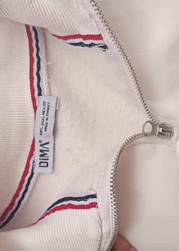 Gri Baskılı Fermuarlı Kadın Sweatshirt - Görsel 3